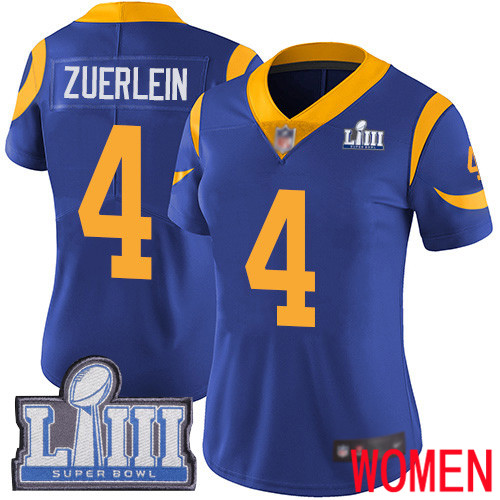 Los Angeles Rams Limited Royal Blue Women Greg Zuerlein Alternate Jersey NFL Football 4 Super Bowl LIII Bound Vapor Untouchable